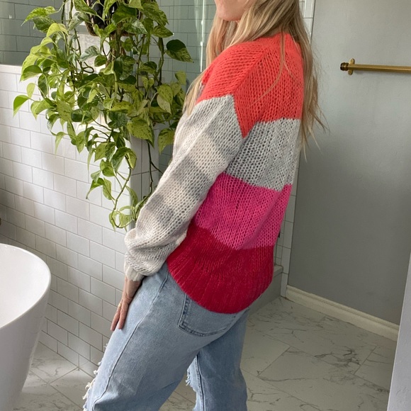 Gap oversize wide knit striped sweater - pink orange grey white - Picture 3 of 6